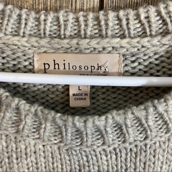 PHILOSOPHY Wool Blend Floral Knit Sweater gray - Picture 3 of 7